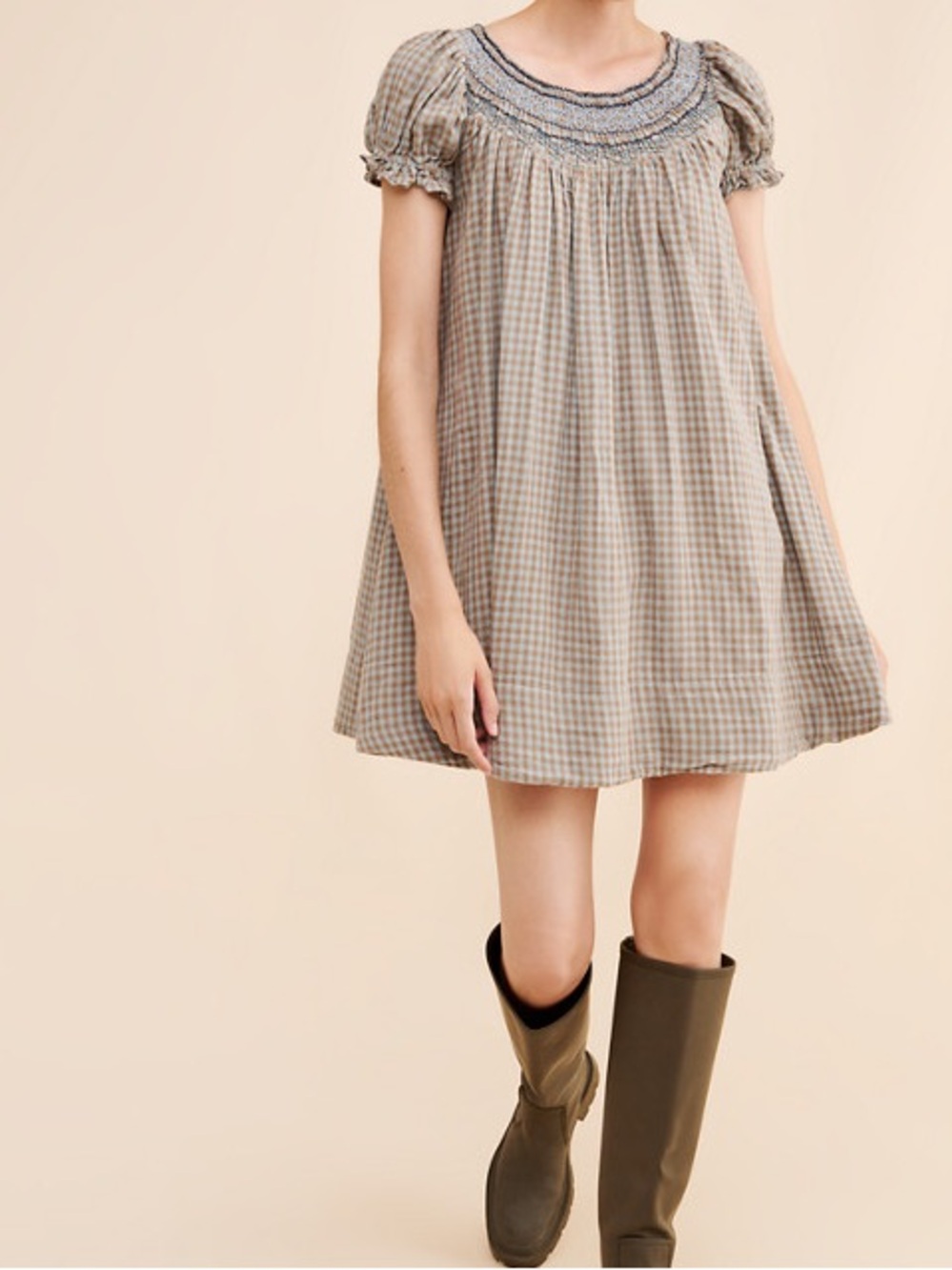 FREE PEOPLE - Poet Plaid Mini Dress: Size Large